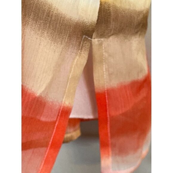 Alfred Dunner Top Women 16 Orange V Neck White Beaded Tropical Ombre Sheer Boho - Picture 7 of 12